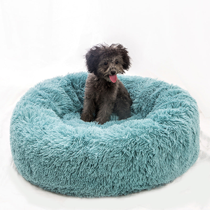 Plush Pet Nest Bed – Cozy Calming Donut Bed for Cats & Small Dogs