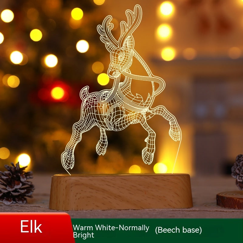 3D Acrylic LED Christmas Lamp – USB Night Light for Kids, New Year & Valentine’s Day Decoration, Holiday Gift Ornament