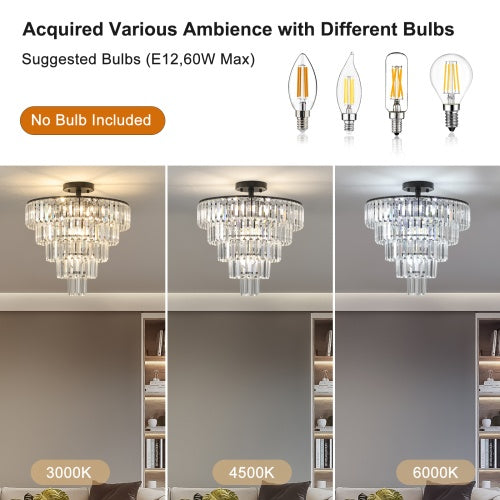 Large Black Crystal Chandelier Modern Luxury Ceiling Light Fixture