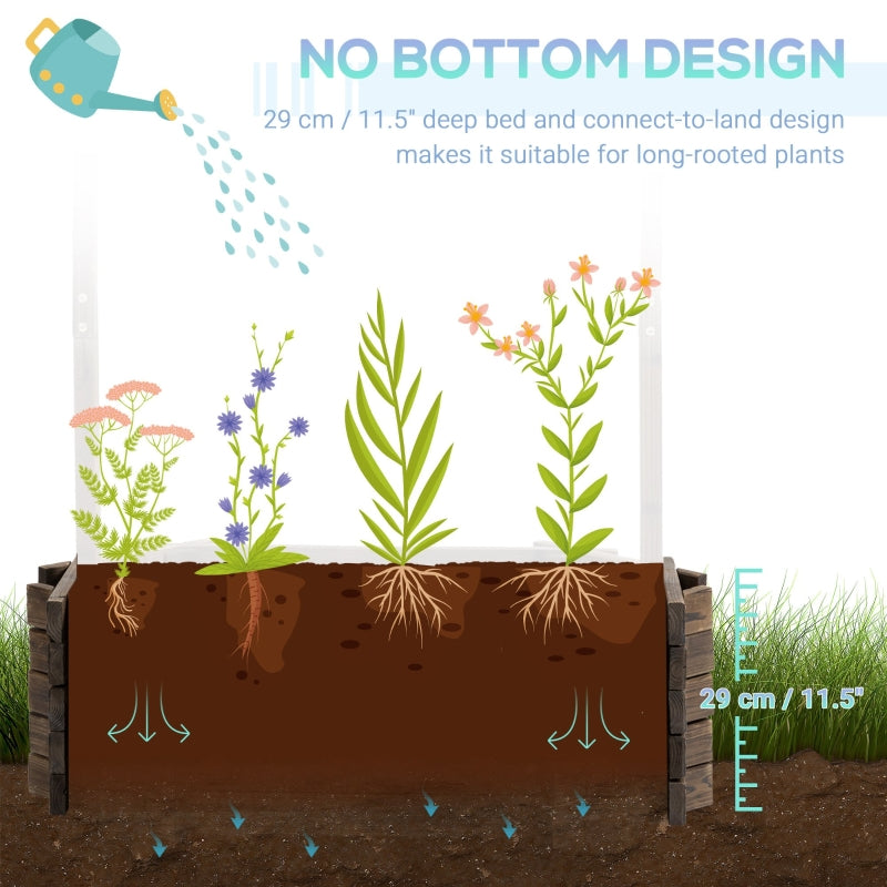Wishing Well Wooden Planter – Raised Garden Bed for Outdoor Flowers & Garden Decor