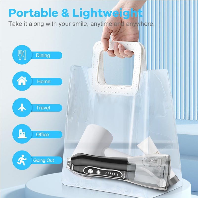 Portable Water Dental Flosser – 5 Modes Oral Irrigator Teeth Cleaner, IPX7 Waterproof Rechargeable