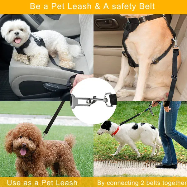 "2-Pack Adjustable Dog & Cat Seat Belt Harness – Safety Leash for Car Travel"