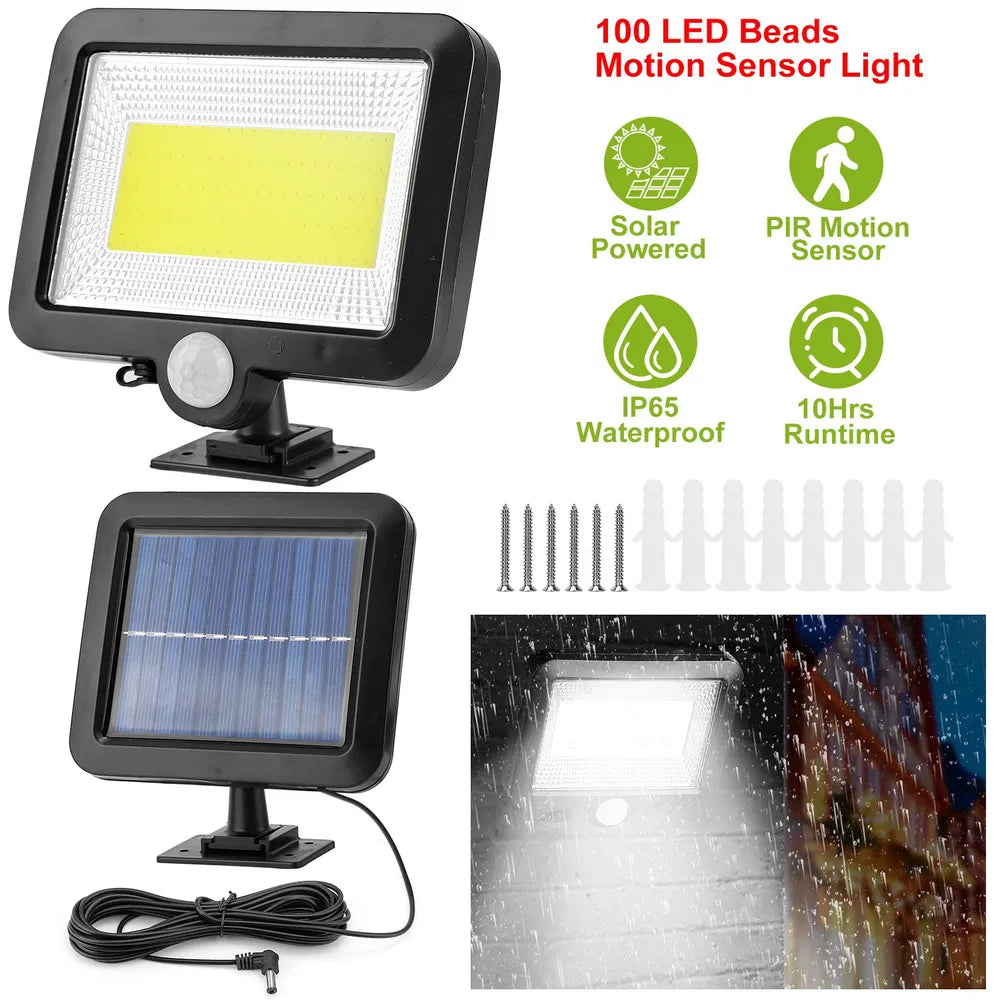Solar 100 LED Outdoor Wall Light With Motion Sensor IP65