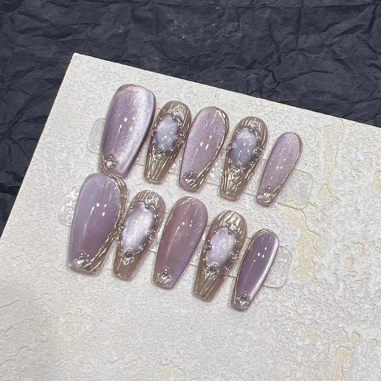 Handmade Wearable Armor Fake Nail Patch – 3D Metallic Press-On Nails for Cosplay & Gothic Style