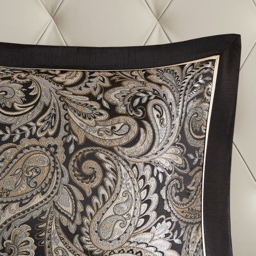 12-Piece Black Queen Comforter Set with Cotton Bed Sheets – Complete Bedding Set