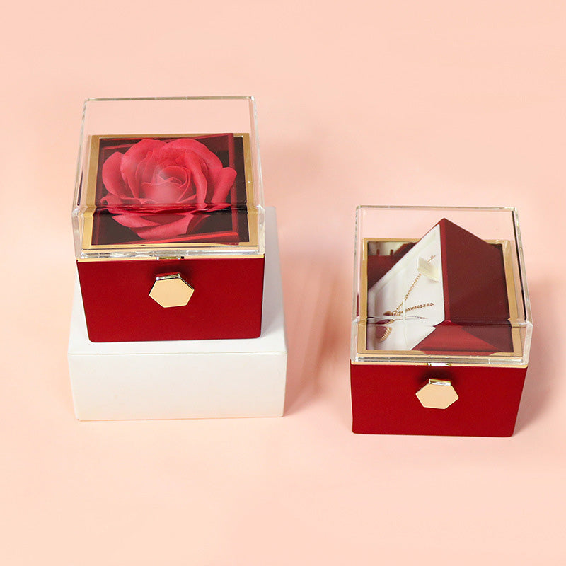 Rotating Soap Flower Rose Gift Box – Creative Jewelry & Valentine’s Day Gift for Women