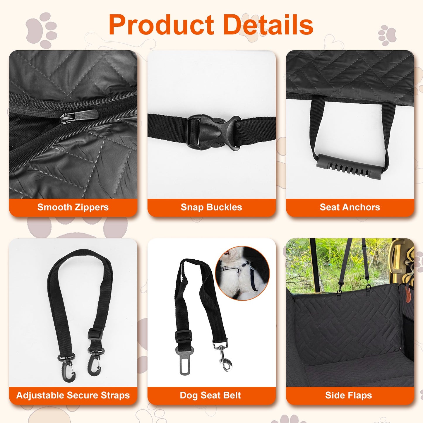 Waterproof Dog Car Seat Cover Back Seat Hammock Non-Slip Scratchproof Pet Seat Protector for SUV Truck Car
