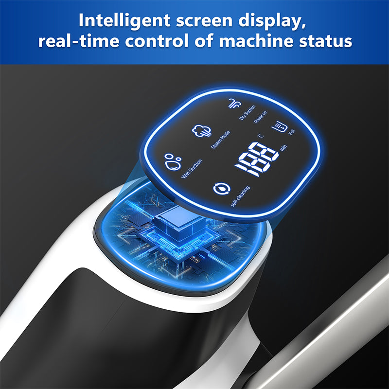 4-in-1 Steam Vacuum Mop Wet Dry Cleaner with LED Display