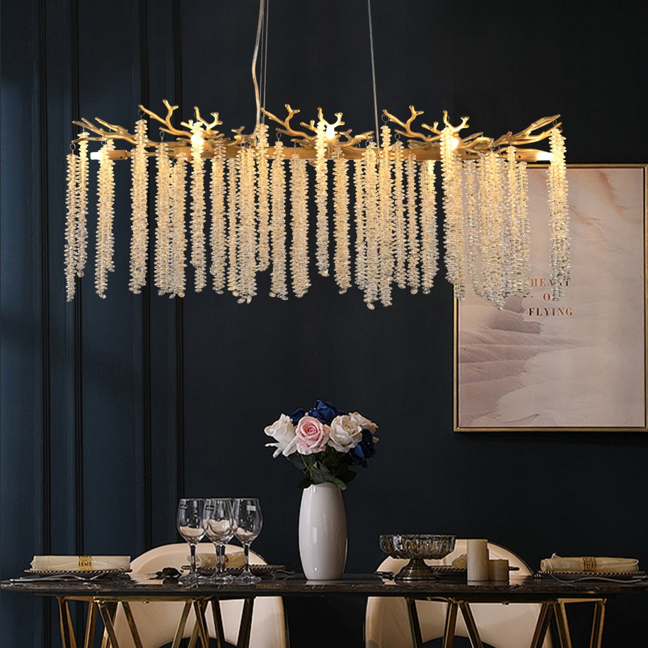 39 Inch Modern Gold Crystal Pendant Light Luxury Chandelier