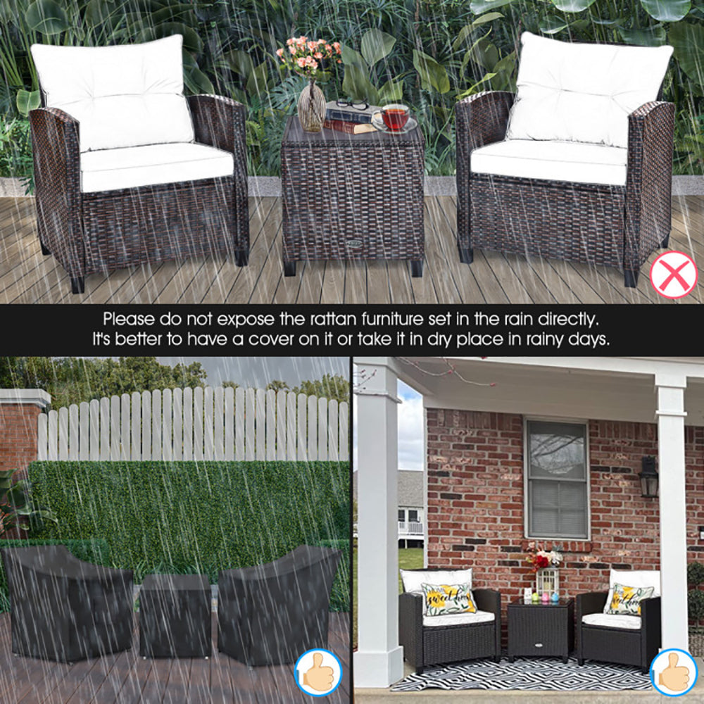 3-Piece Rattan Patio Furniture Set – Outdoor Seating with Washable Cushions