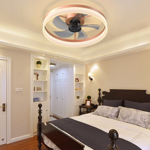 Slim Modern Ceiling Fan with Dimmable LED Light Recessed Mount