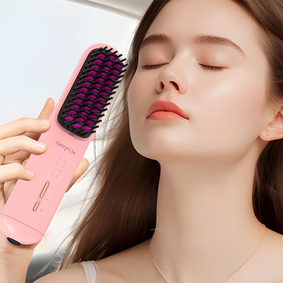 Portable USB Rechargeable Cordless Hair & Beard Straightening Brush – Mini 2-in-1 Hair Comb for Men & Women