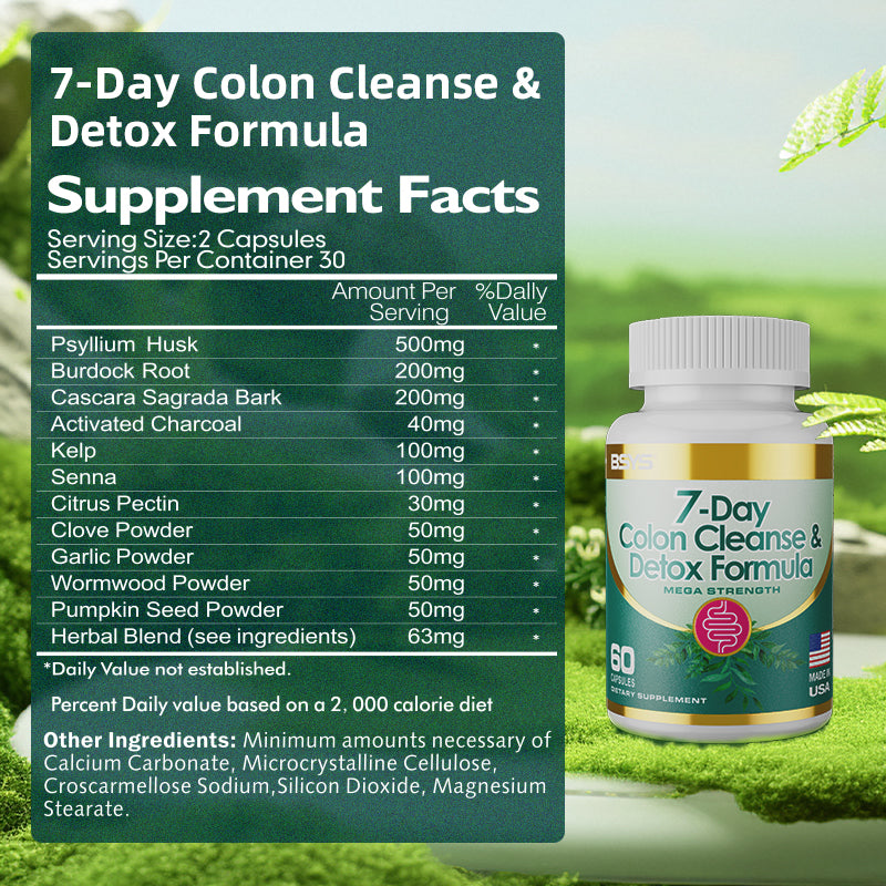 7-Day Colon Cleanse & Detox Formula Capsules – Digestive Support & Gut Health Supplement