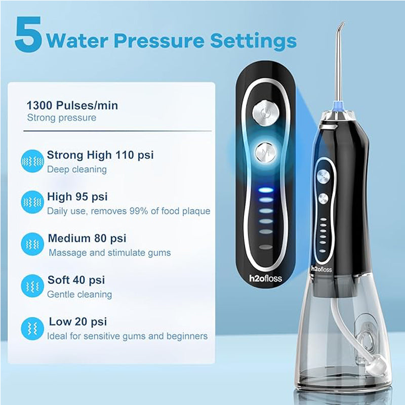 Portable Water Dental Flosser – 5 Modes Oral Irrigator Teeth Cleaner, IPX7 Waterproof Rechargeable