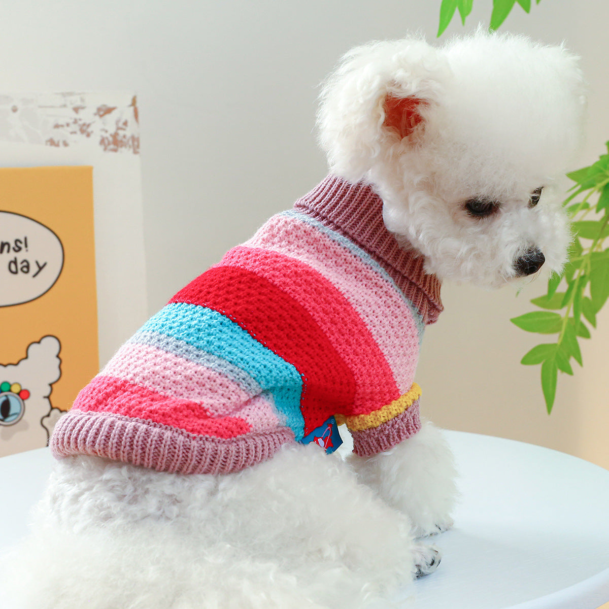 Colorful Striped Pet Sweater – Cozy & Comfortable Knit for Dogs & Cats