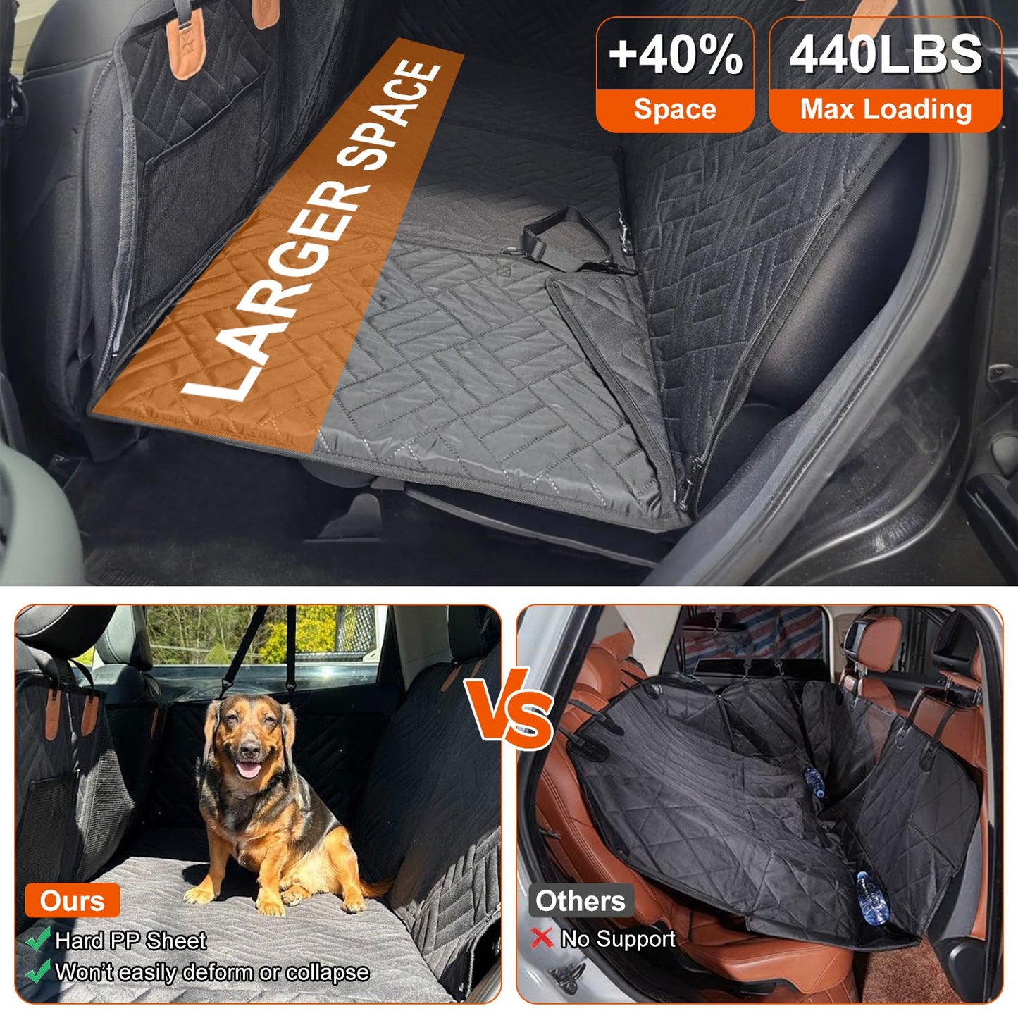 Waterproof Dog Car Seat Cover Back Seat Hammock Non-Slip Scratchproof Pet Seat Protector for SUV Truck Car