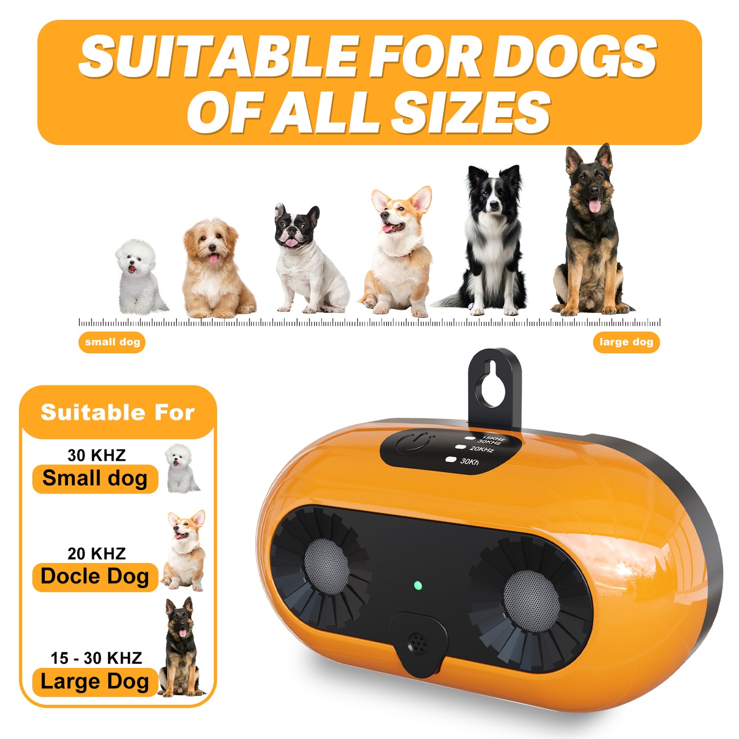 Ultrasonic Dog Bark Deterrent Anti-Barking Device 3 Modes 50FT Range Indoor & Outdoor for All Dog Sizes