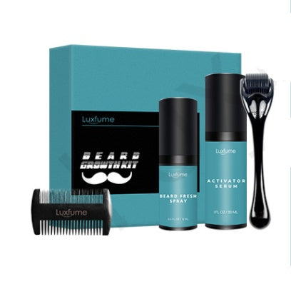 Premium Beard Growth Liquid & Beard Care Set for Thicker, Fuller Beard