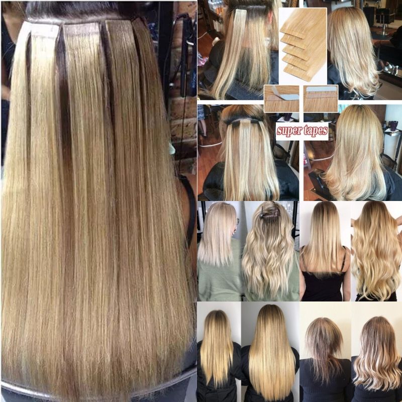 20” Double Drawn Virgin Human Hair Extensions – Invisible Skin Weft, 50g