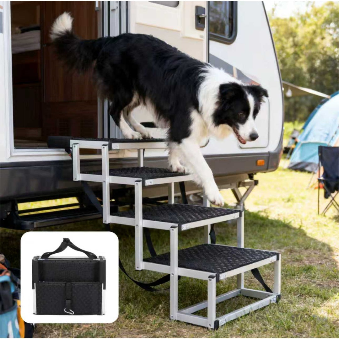 “Foldable Dog Ramp for Cars & SUVs – Portable Non-Slip Stairs for Large Dogs Up to 250lbs”