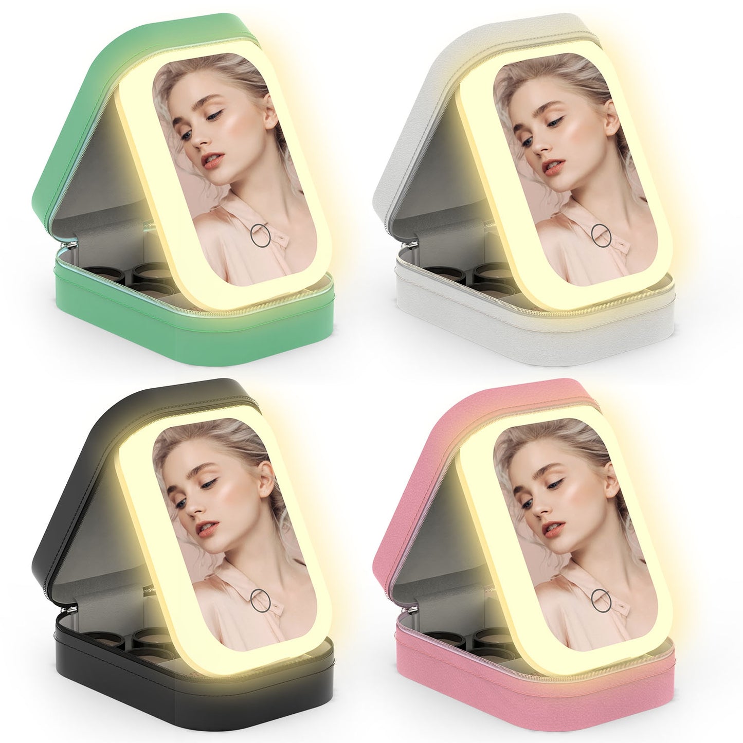 LED Travel Makeup Bag – Rechargeable & Waterproof with 3-Color Light