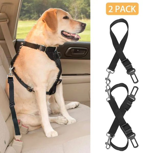 2-Pack Adjustable Dog Car Seat Belt Leash | Pet Safety Harness Lead for Dogs & Cats