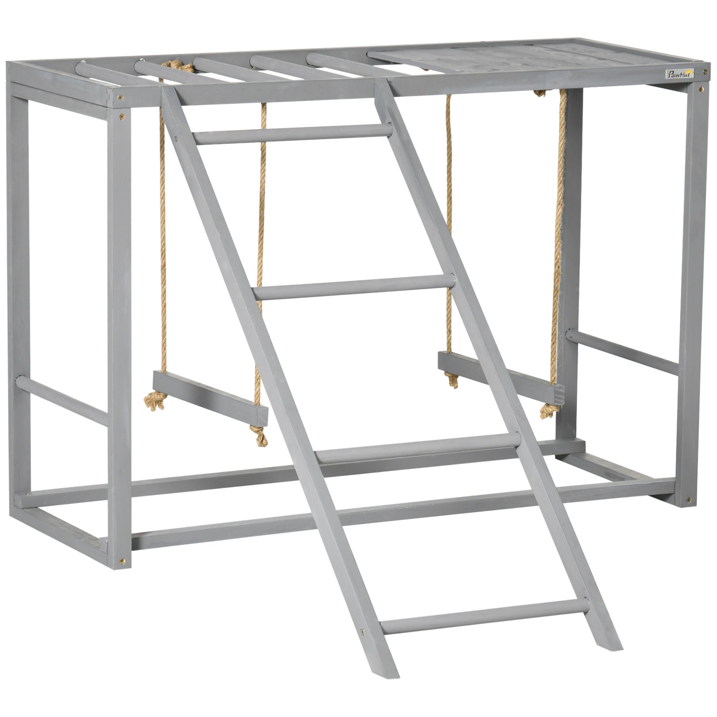 "Wooden Chicken Activity Playset – Swing Set, Perches & Hen Ladder for 3-4 Birds – Grey Coop Accessory"