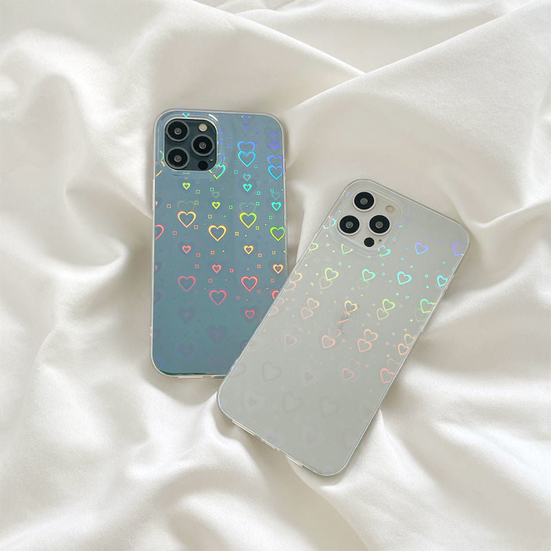 Laser Colorful Love Double-Sided Silicone Phone Case