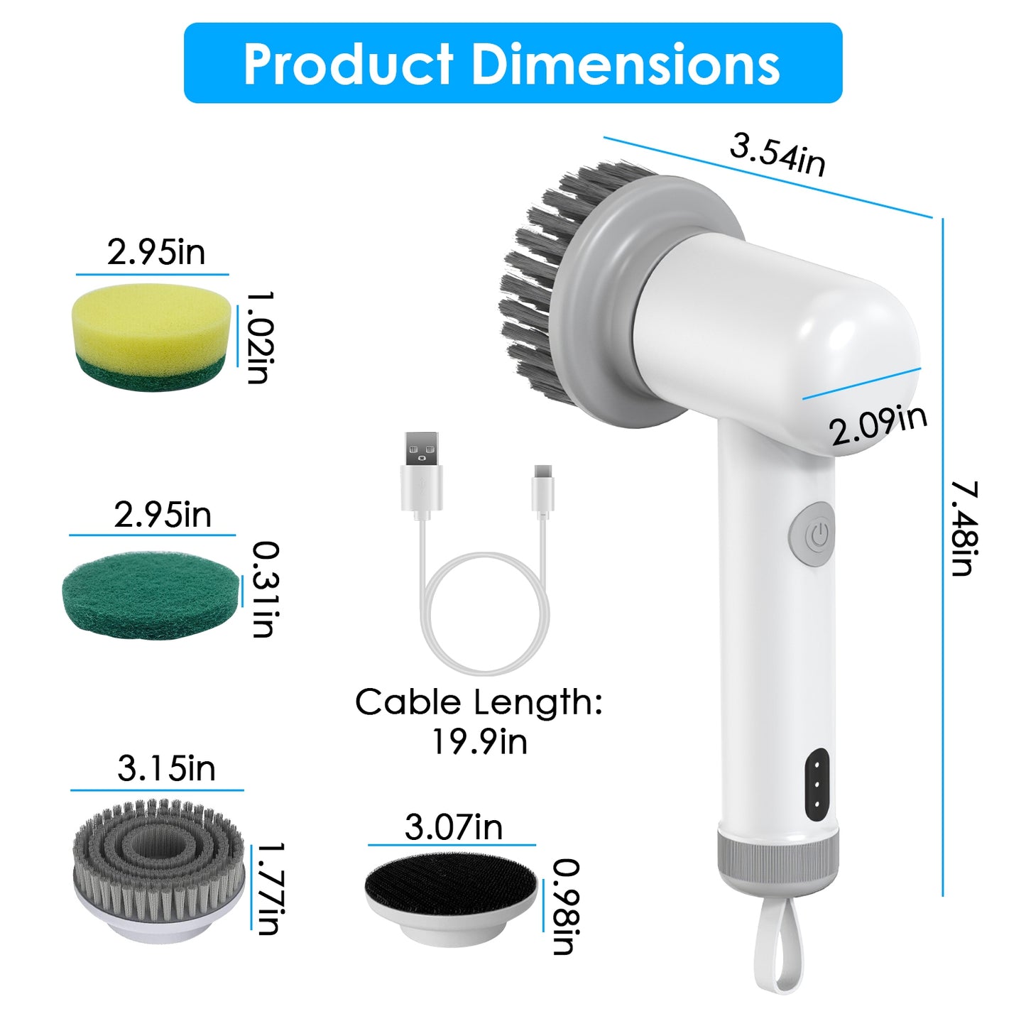 Cordless Electric Spin Scrubber Rechargeable Cleaning Brush Set