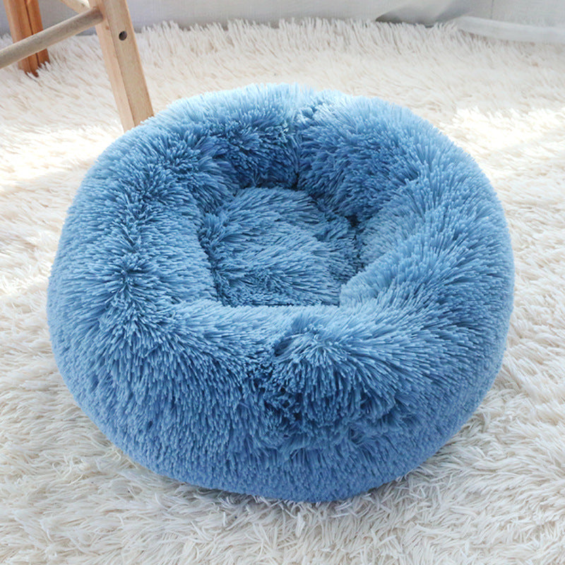 Plush Pet Nest Bed – Cozy Calming Donut Bed for Cats & Small Dogs