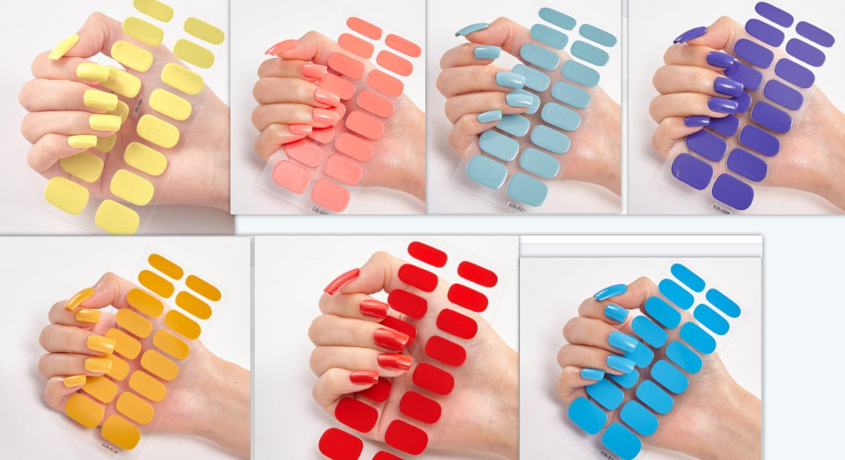 Pure Color 16-Pack Nail Stickers – Easy DIY Nail Art Sheets