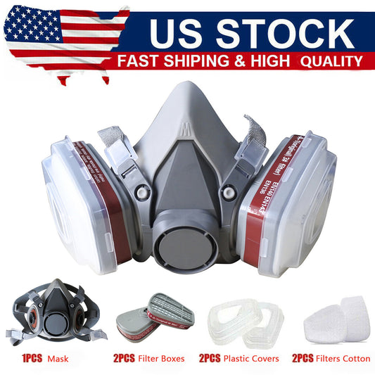 7-in-1 Half-Face Gas Mask Respirator with Filter – Reusable Safety Gear for Painting & Chemical Work