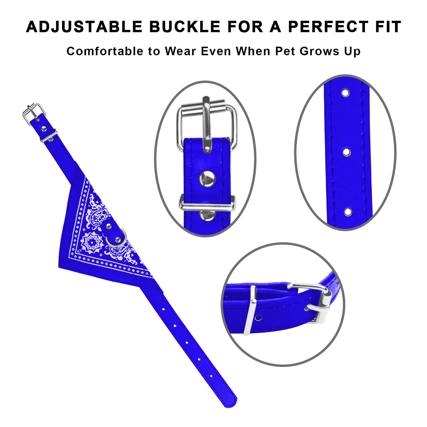 Adjustable Leather Pet Collar with Triangle Bandana – Stylish Dog & Cat Scarf