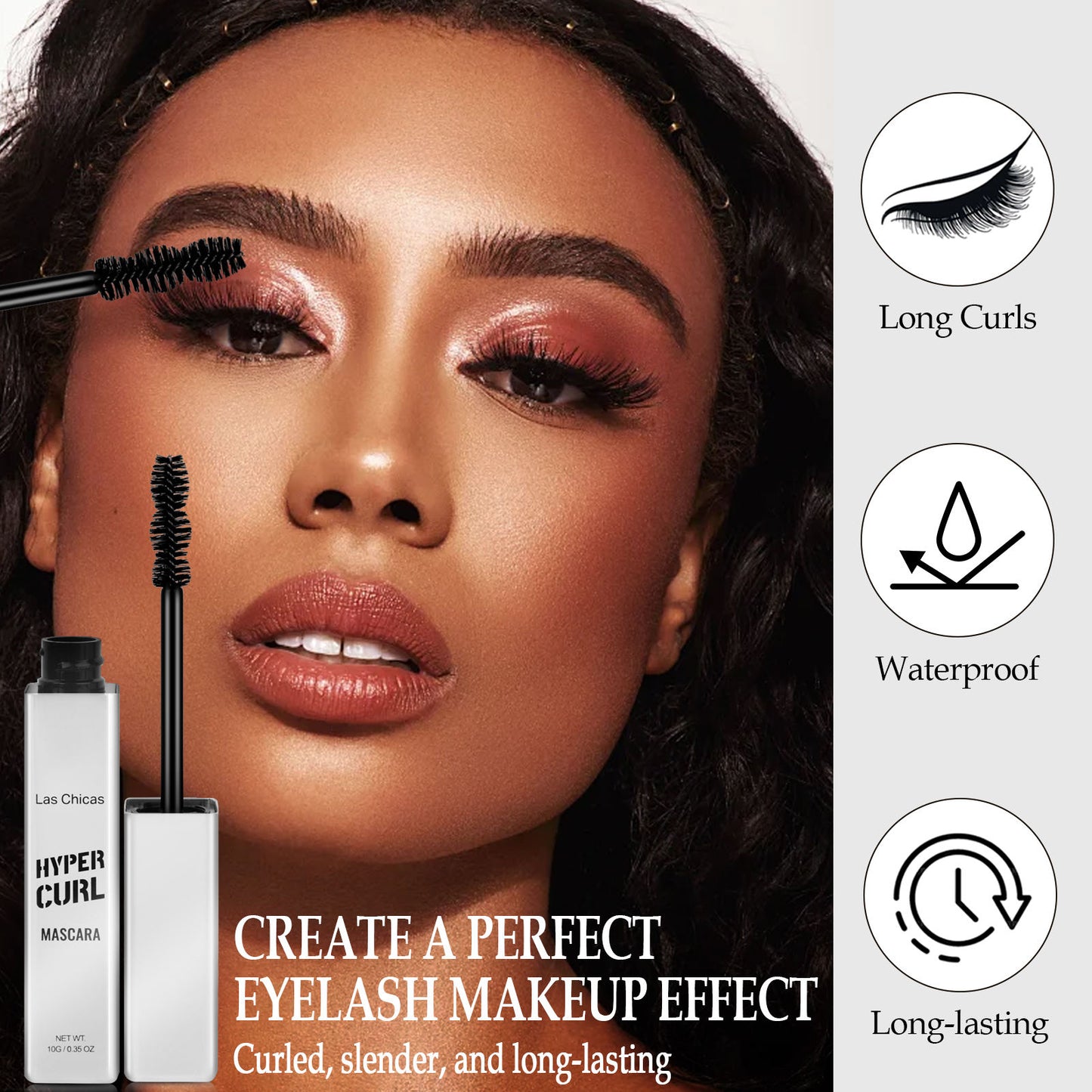 Las Chicas 2-Pack Waterproof Mascara – 12-Hour Volume & Length, Clump-Free, Oil-Proof Black