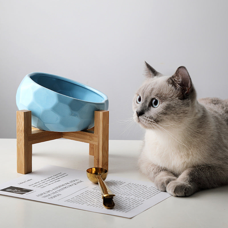 Oblique Mouth Pet Food Bowl – Anti-Spill Slanted Feeding Bowl for Cats & Dogs