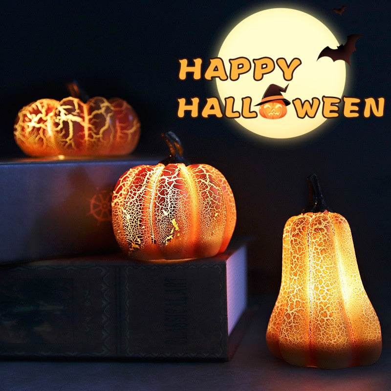 Halloween Pumpkin LED Lantern – Resin Luminous Simulation Candle Lamp