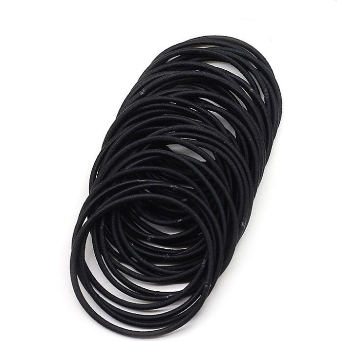 100-Pack Black Elastic Hair Ties – Ponytail Holders & Scrunchies for Women & Kids