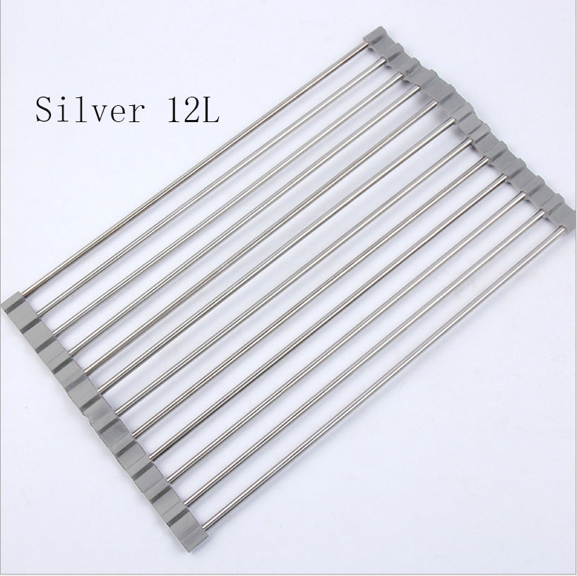 Folding Kitchen Sink Rack – Stainless Steel Dish Drying & Drain Organizer