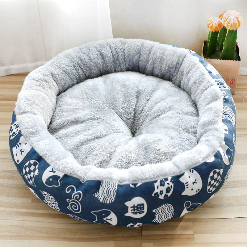 Soft Padded Dog & Cat Litter Mat with Round Cotton Cushion – Absorbent & Washable