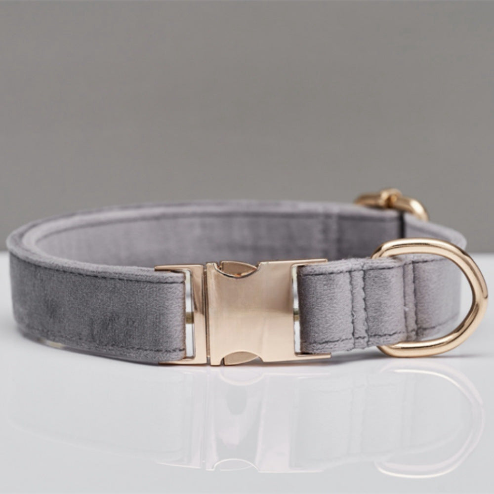Personalized Multicolor Velvet Dog Collar & Leash Set with Bow