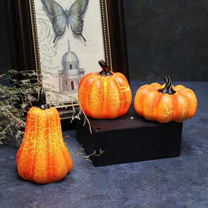 Halloween Pumpkin LED Lantern – Resin Luminous Simulation Candle Lamp
