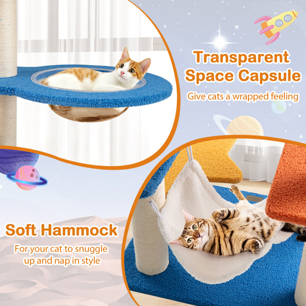 49″ Cat Tree with UFO Perch – Space Capsule Condo & Sisal Scratching Posts
