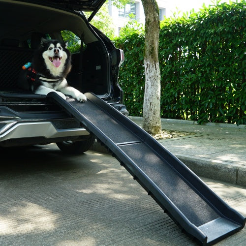 Portable Foldable Pet Ramp Ladder for Trucks & Dirt Bikes – Heavy-Duty Black Dog Loading Ramp
