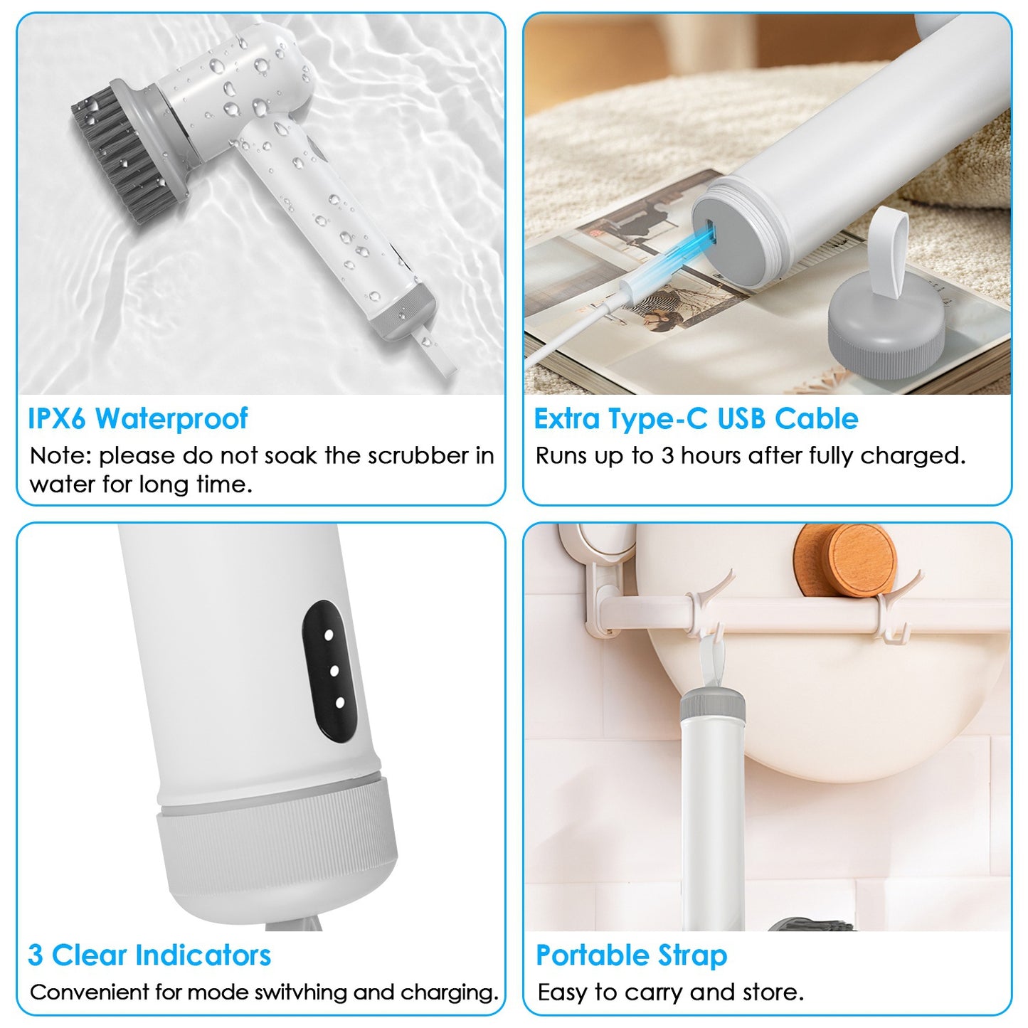 Cordless Electric Spin Scrubber Rechargeable Cleaning Brush Set