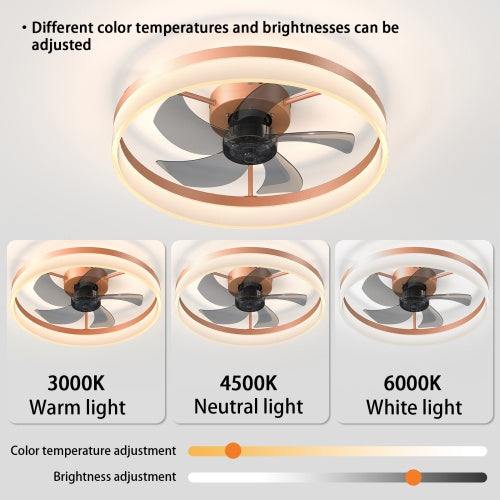 Slim Modern Ceiling Fan with Dimmable LED Light Recessed Mount