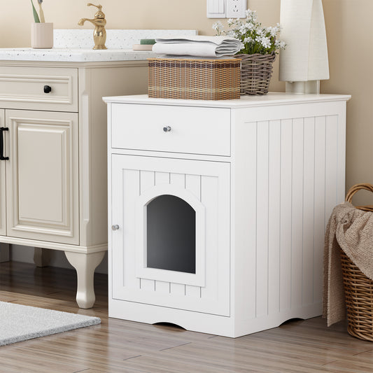 Wooden Litter Box Enclosure with Drawers | Pet House Furniture