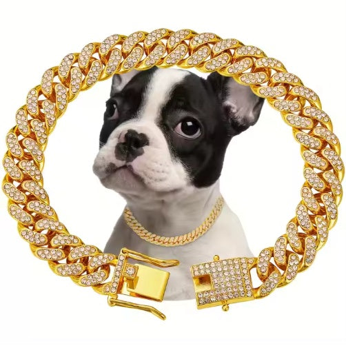 Luxury Sparkling Dog & Cat Chain Collar – Alloy Metal Choker