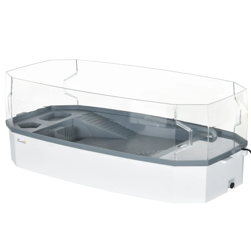 PawHut Turtle Tank Kit – Aquarium with Basking Platform, Water Pump & Filter, Reptile Habitat, Easy-Clean Design, Multi-Functional Aquarium