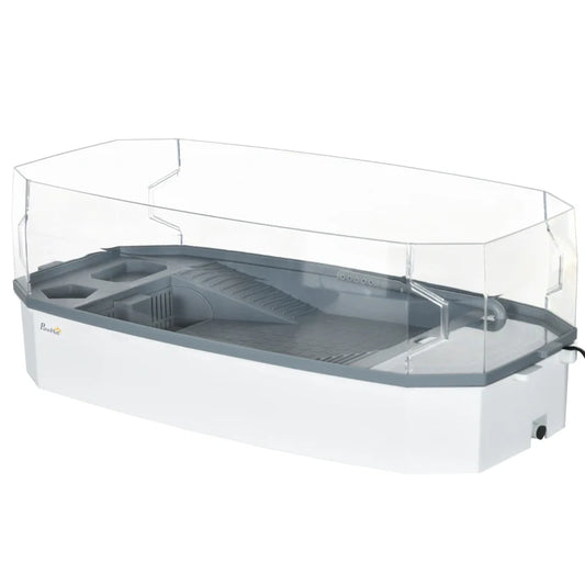 PawHut Turtle Tank Kit – Aquarium with Basking Platform, Water Pump & Filter, Reptile Habitat, Easy-Clean Design, Multi-Functional Aquarium