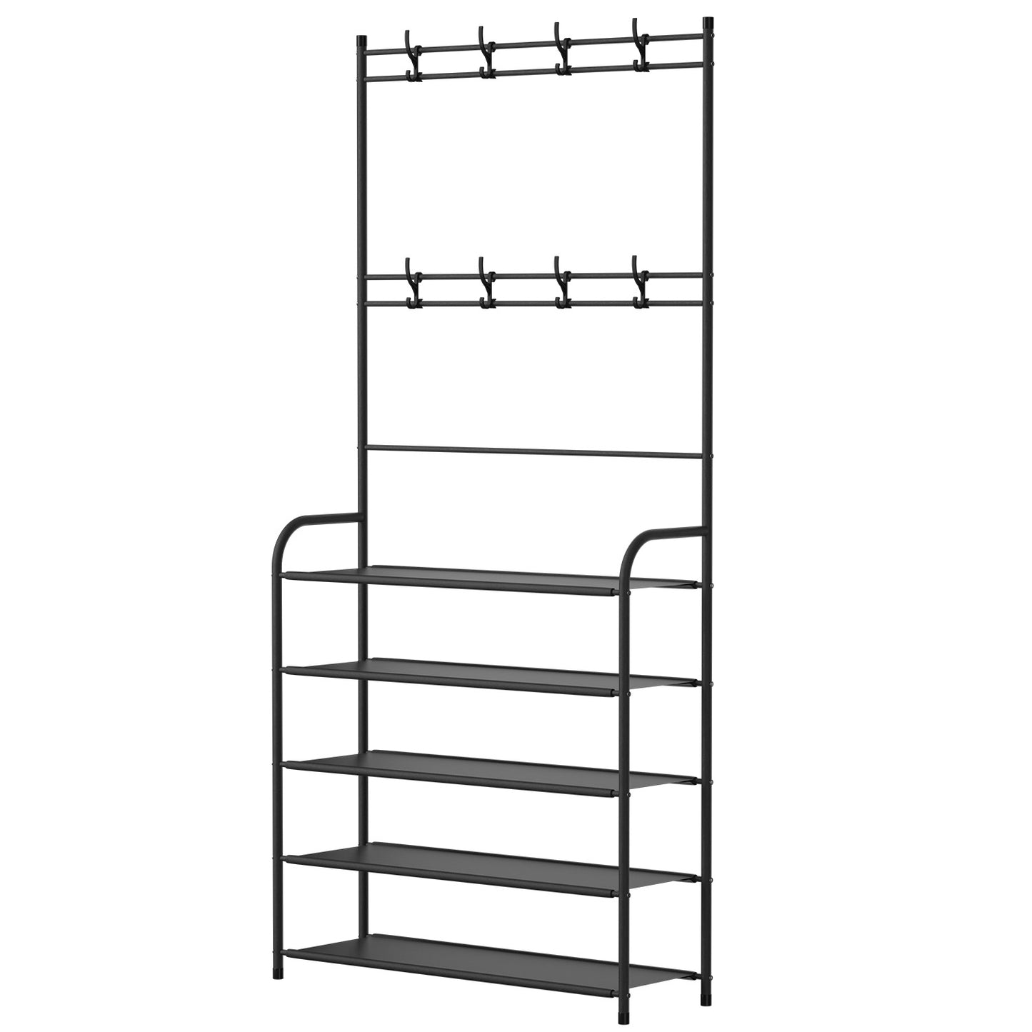 5-Tier Entryway Coat & Hat Rack with Shoe Storage – Freestanding Hall Tree Organizer